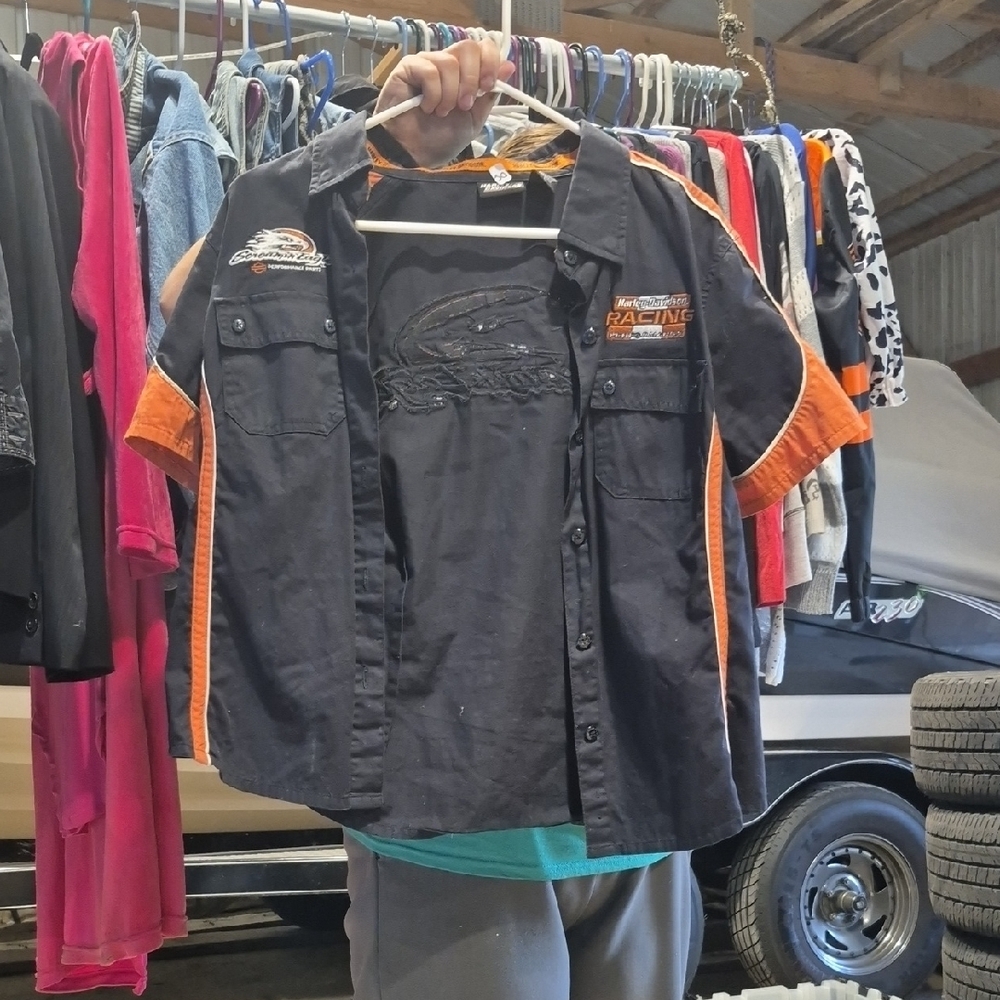 Black and Orange Racing Shirt